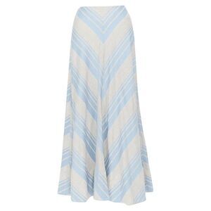 Lee Matthews striped linen cotton midi casual skirt
